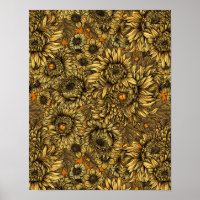 Gele chrysanthemumbloemen en oranje kevers