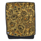 Gele chrysanthemumbloemen en oranje kevers rugtassen (Voorkant)