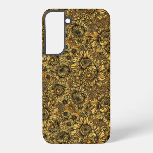 Gele chrysanthemumbloemen en oranje kevers samsung galaxy hoesje