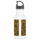 Gele chrysanthemumbloemen en oranje kevers waterfles (Achterkant)