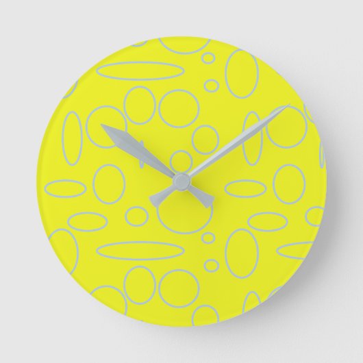 Gele cirkels en lussen ronde klok (Voorkant)