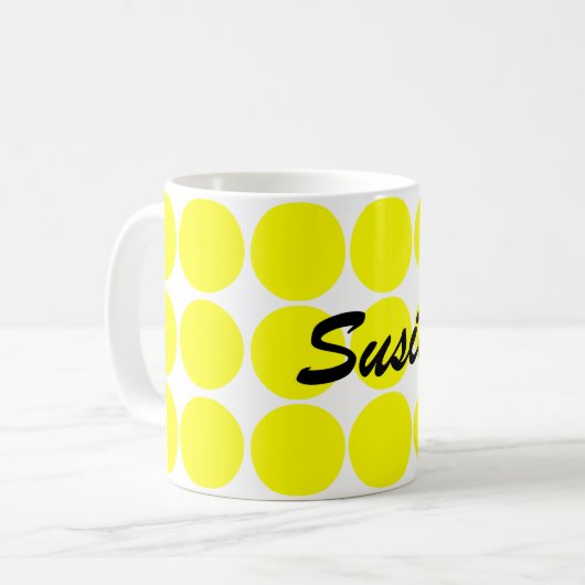 Gele cirkels koffiemok (Voorkant links)