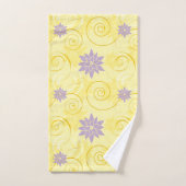 Gele cirkels met Paarse Lotus Flower Pattern Bad Handdoek (Handdoek)