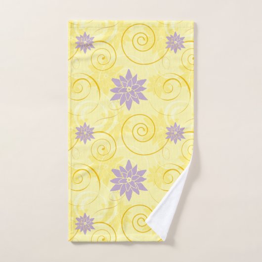 Gele cirkels met Paarse Lotus Flower Pattern Bad Handdoek (Handdoek)