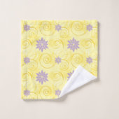 Gele cirkels met Paarse Lotus Flower Pattern Bad Handdoek (Wasdoekje)