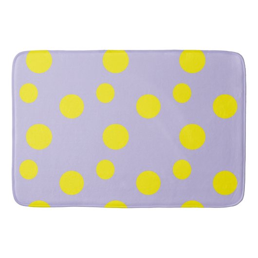 Gele cirkels op paars patroon badmat (Voorkant)