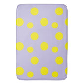 Gele cirkels op paars patroon badmat (Voorkant Verticaal)