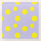 Gele cirkels op paars patroon glazen onderzetter (Voorkant)