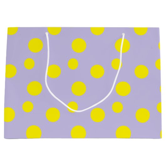 Gele cirkels op paars patroon groot cadeauzakje (Voorkant)
