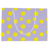 Gele cirkels op paars patroon groot cadeauzakje (Achterkant)