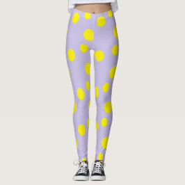 Gele cirkels op paars patroon leggings