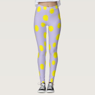 Gele cirkels op paars patroon leggings