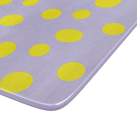 Gele cirkels op paars patroon snijplank (Hoek)