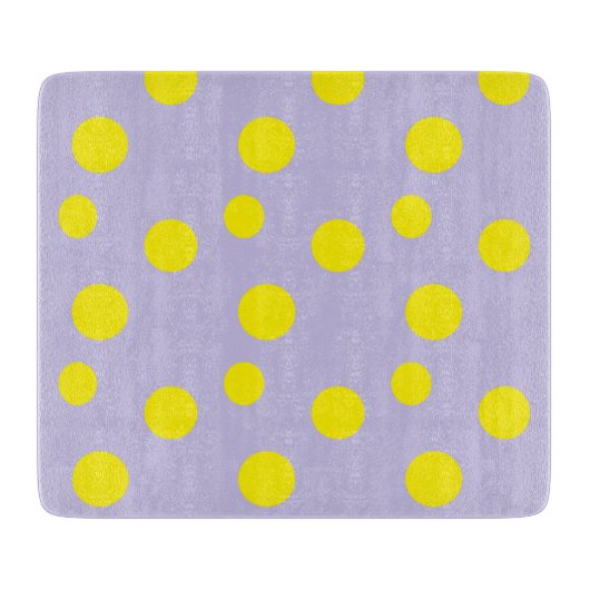 Gele cirkels op paars patroon snijplank (Voorkant)