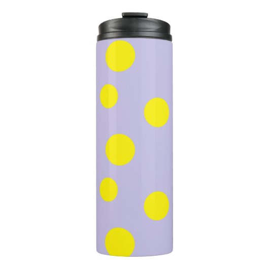 Gele cirkels op paars patroon thermosbeker (Voorkant)