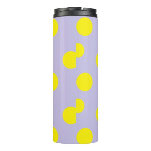 Gele cirkels op paars patroon thermosbeker (Achterkant)