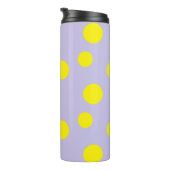 Gele cirkels op paars patroon thermosbeker (Geroteerd rechts)