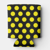 Gele cirkels op zwarte achtergrond blikjeskoeler (Achterkant)