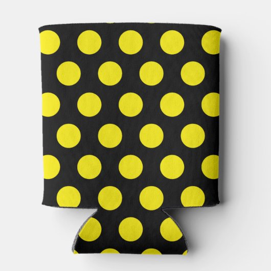 Gele cirkels op zwarte achtergrond blikjeskoeler (Achterkant)