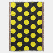 Gele cirkels op zwarte achtergrond deken (Voorkant Verticaal)