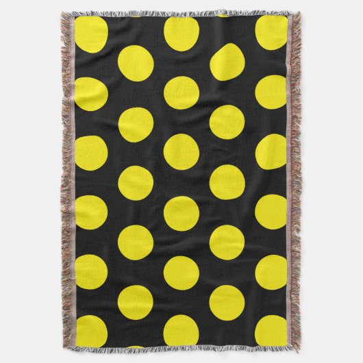 Gele cirkels op zwarte achtergrond deken (Voorkant Verticaal)