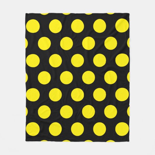 Gele cirkels op zwarte achtergrond fleece deken (Voorkant)