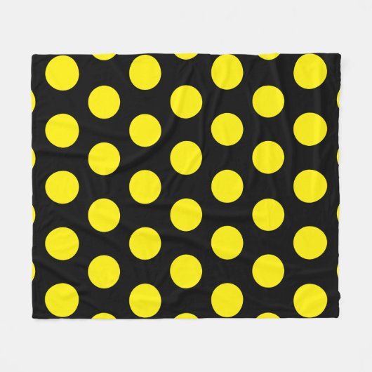 Gele cirkels op zwarte achtergrond fleece deken (Voorkant (Horizontaal))