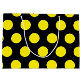 Gele cirkels op zwarte achtergrond groot cadeauzakje (Achterkant)