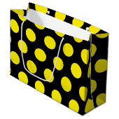 Gele cirkels op zwarte achtergrond groot cadeauzakje (Voorkant Gekanteld)