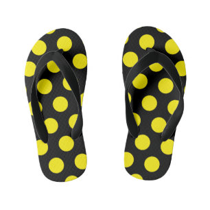 Gele cirkels op zwarte achtergrond kinder teenslippers