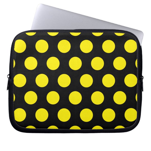 Gele Cirkels op Zwarte Achtergrond Laptop Sleeve (Voorkant)