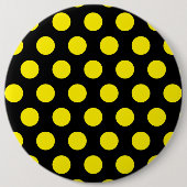 Gele cirkels op zwarte achtergrond ronde button 6,0 cm (Voorkant)