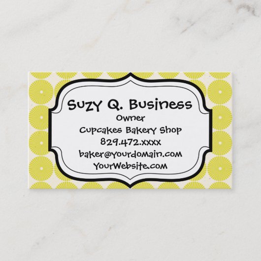 gele cirkels zomercitrusvruchten visitekaartje (Voorkant)