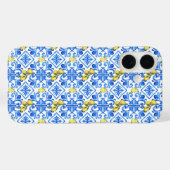 Gele Citroen Blauwe Tegel Case-Mate iPhone Case (Achterkant (horizontaal))