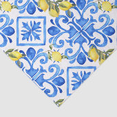 Gele Citroen Blauwe Tegel  Tissuepapier (Detail)