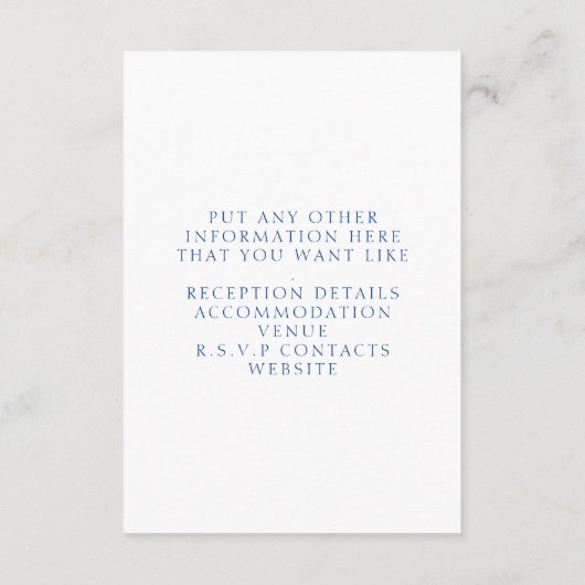 Gele citroen, blauwe wijnstokken bruiloft de detai informatiekaartje (Achterkant)