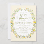 Gele citroen bloemenkrans bohemien baby shower kaart (Voorkant)