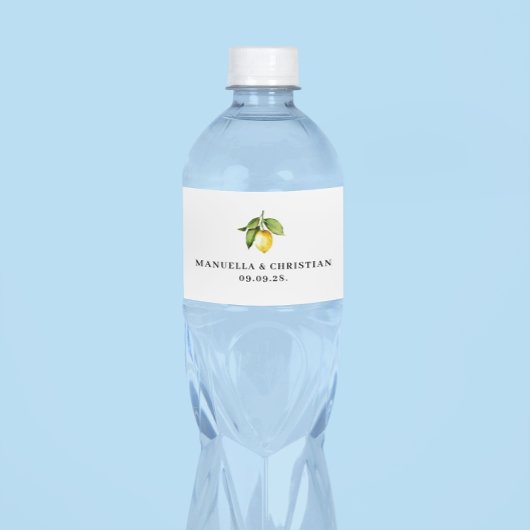 Gele citroen bruiloft waterfles etiket