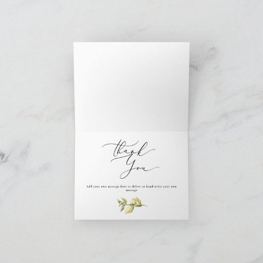 Gele Citroen Citrus Kalligrafie Bruiloft Bedankkaart (Binnen)