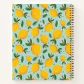 Gele Citroen Citrus Patroon op Groene  Notitieboek (Achterkant)