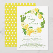 Gele citroen Citrus Polkadot Unisex Baby shower Kaart (Voorkant / Achterkant)