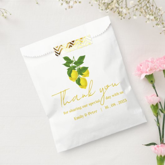 Gele citroen Dank u Bright Citrus bruiloft Bedankzakje (Gezegeld)