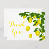 Gele citroen Dank u Groene Citrus bruiloft Briefkaart (Voorkant / Achterkant)