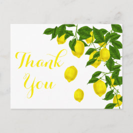 Gele citroen Dank u Groene Citrus bruiloft Briefkaart