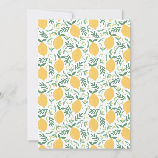 Gele citroen en bladeren Baby shower Invitation Kaart (Achterkant)