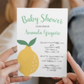 Gele citroen en bladeren Baby shower Invitation Kaart