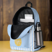 Gele Citroen en Fresh Sky Blue Stripes Monogram Bedrukte Rugzak