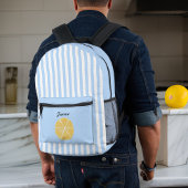 Gele Citroen en Fresh Sky Blue Stripes Monogram Bedrukte Rugzak