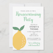 Gele citroen en verlaat het opwarmingsfeest kaart (Voorkant)