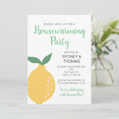 Gele citroen en verlaat het opwarmingsfeest kaart (Staand voorkant)